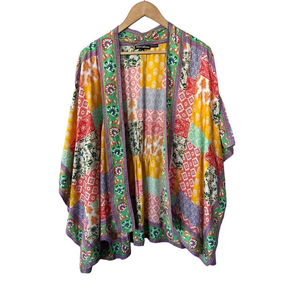 Tollani Collection bright Color Patchwork Look Kimono Medium